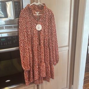 Umgee Rust Floral Midi Dress